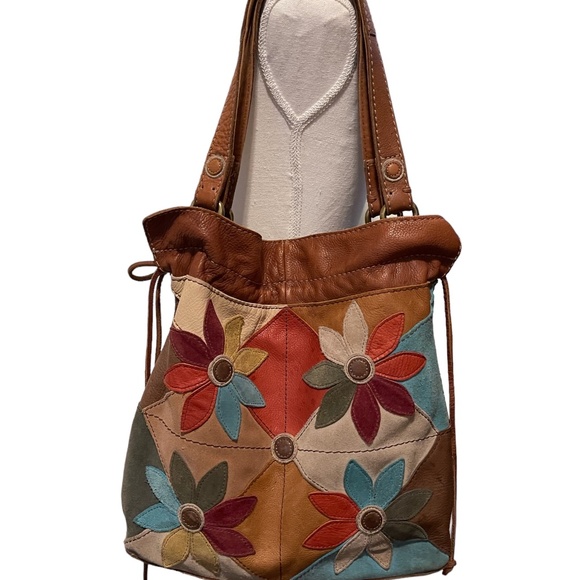 VTG Lucky Band Floral Leather Patchwork Hobo Bag - Picture 1 of 15